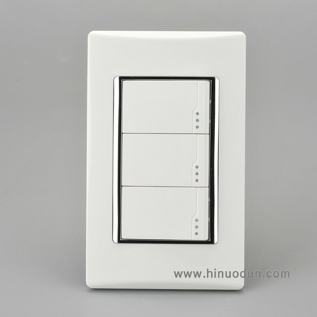 118C-04 New Model 10A 125V Panama Anti Fire PC Made Thin Triple 3 Gang 2 Way Wall switch